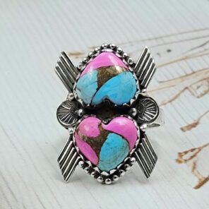 Cotton Candy Turquoise 925 Sterling Silver Ring (REXT67-166)