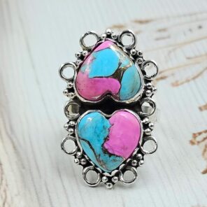 Cotton Candy Turquoise 925 Sterling Silver Ring (REXT67-169)