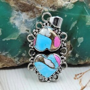 Cotton Candy Turquoise 925 Sterling Silver Pendant (REXT67-163)