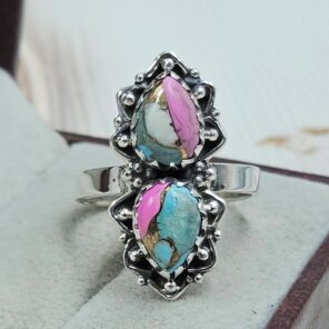 Cotton Candy Turquoise 925 Sterling Silver Ring (REXT67-170)