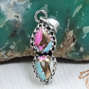 Cotton Candy Turquoise 925 Sterling Silver Pendant (REXT67-165)