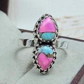 Cotton Candy Turquoise 925 Sterling Silver Ring (REXT67-171)
