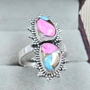 Cotton Candy Turquoise 925 Sterling Silver Ring (REXT67-172)