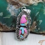 Cotton Candy Turquoise 925 Sterling Silver Pendant (REXT67-161)