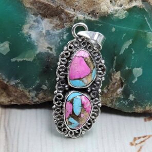 Cotton Candy Turquoise 925 Sterling Silver Pendant (REXT67-161)