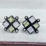 Peridot, Moonstone & Diamond 925 Sterling Silver Stud Earring (RS110-305)