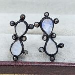 Moonstone & Diamond 925 Sterling Silver Stud Earring (RS110-328)