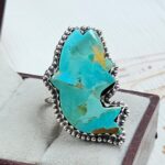 Mohave Turquoise Fish 925 Sterling Silver Ring (RS108-477)