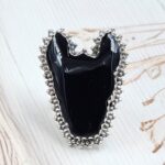 Black Onyx Bull Head 925 Sterling Silver Ring (RS108-480)