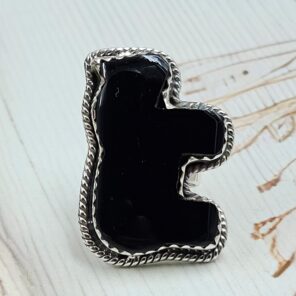 Black Onyx Horse 925 Sterling Silver Ring (RS108-487)