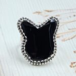 Black Onyx Playboy Bunny 925 Sterling Silver Ring (RS108-498)