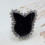 Black Onyx Playboy Bunny 925 Sterling Silver Ring (RS108-499)
