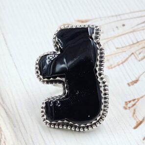 Black Onyx Horse 925 Sterling Silver Ring (RS108-488)
