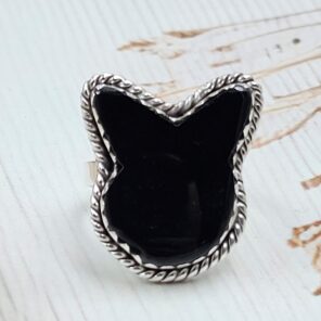 Black Onyx Playboy Bunny 925 Sterling Silver Ring (RS108-500)