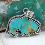 Mohave Turquoise Fish 925 Sterling Silver Pendant (RS108-516)
