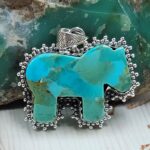 Mohave Turquoise Horse 925 Sterling Silver Pendant (RS108-521)