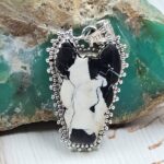 White Buffalo Turquoise Bull Head 925 Sterling Silver Pendant (RS108-510)