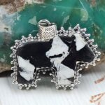 White Buffalo Turquoise Horse 925 Sterling Silver Pendant (RS108-524)
