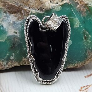 Black Onyx Bull Head 925 Sterling Silver Pendant (RS108-508)