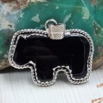 Black Onyx Horse 925 Sterling Silver Pendant (RS108-505)