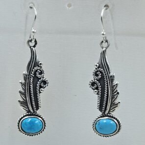 Kingman Turquoise 1.5" 925 Sterling Silver Earring (REXT8-117)