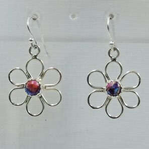 Pink Dahlia Turquoise 1.25" 925 Sterling Silver Earring (REXT8-115)