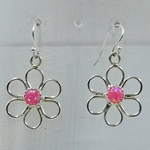 Hot Pink Opal 1.25" 925 Sterling Silver Earring (REXT8-116)