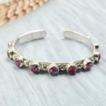 Pink Dahlia Turquoise 925 Sterling Silver Bangle (REXT22-128)