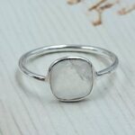 Rainbow Moonstone 925 Sterling Silver Checkerboard Cut Rings (REXT36-147)