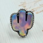 Aurora Opal Cactus 925 Sterling Silver Ring (RS79-5)