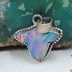 Aurora Opal Cow Head 925 Sterling Silver Pendant (RS79-3)