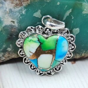 Peacock Dahlia 1" 925 Sterling Silver Pendant (REXT99-36)