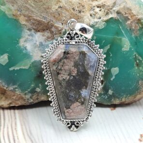 Porcelain Jasper 1.75" 925 Sterling Silver Pendant (REXT99-46)