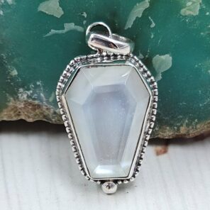 Mother of Pearl Doublet 1" 925 Sterling Silver Pendant (REXT99-47)