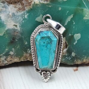 Mohave Turquoise 1" 925 Sterling Silver Pendant (REXT99-58)