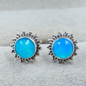 Paraiba Opal 925 Sterling Silver Stud Earring (REXT99-74)