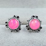 Hot Pink Fire Opal 925 Sterling Silver Stud Earring (REXT99-63)