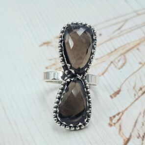 Smoky Quartz 925 Sterling Silver Ring (RS23-168)