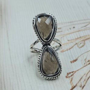 Smoky Quartz 925 Sterling Silver Ring (RS23-170)