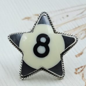 No. 8 Pool Ball 925 Sterling Silver Ring (RS82-27)