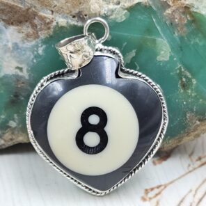 No. 8 Pool Ball 1.5" 925 Sterling Silver Pendant (RS82-9)