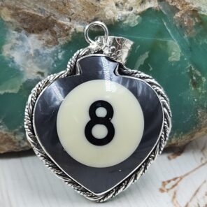 No. 8 Pool Ball 1.5" 925 Sterling Silver Pendant (RS82-10)