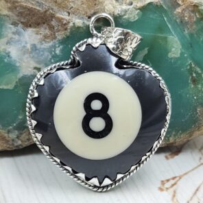 No. 8 Pool Ball 1.5" 925 Sterling Silver Pendant (RS82-11)