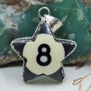 No. 8 Pool Ball 1.5" 925 Sterling Silver Pendant (RS82-14)