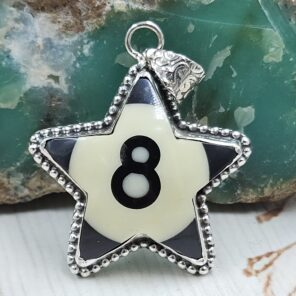 No. 8 Pool Ball 1.5" 925 Sterling Silver Pendant (RS82-16)