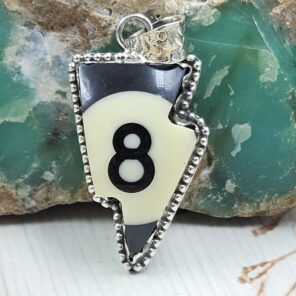 No. 8 Pool Ball 1.5" 925 Sterling Silver Pendant (RS82-3)