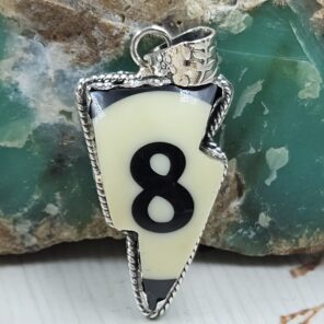 No. 8 Pool Ball 1.5" 925 Sterling Silver Pendant (RS82-2)