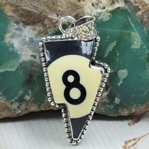 No. 8 Pool Ball 1.5" 925 Sterling Silver Pendant (RS82-1)