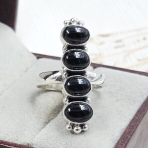 Black Onyx 925 Sterling Silver Ring (REXT17-19)