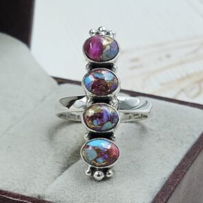 Pink Dahlia Turquoise 925 Sterling Silver Ring (REXT17-17)